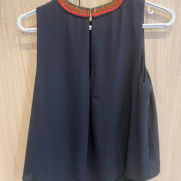 JCrew navy cami. Beaded neck. - Picture 2 of 2